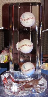 Baseball in ice centerpiece