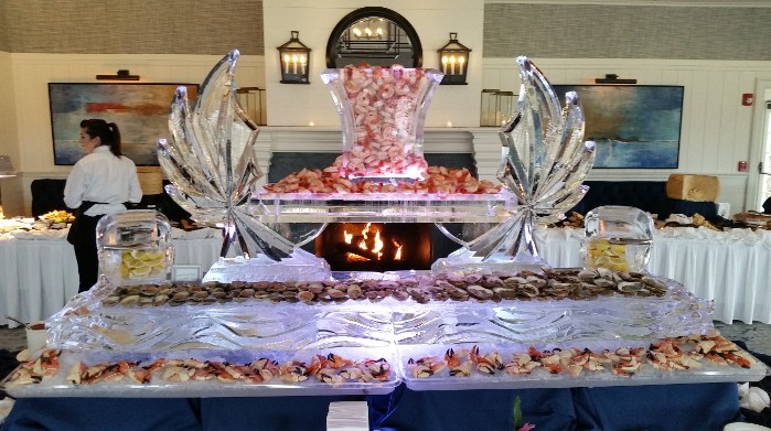 Abstract Shells Holding Tray with Shrimp Tower on 80 Inch Base Tray with Lemon Holders
