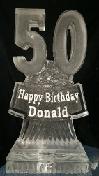 Carved 50 with snowfilled wording under