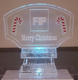 Snowfilled Company Logo with Colored Candy Canes