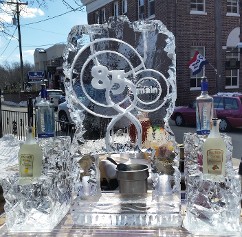 Rocked Up Edges - Double Pour Drink Luge with Snowfilled Logo and 4 Bottle Holders