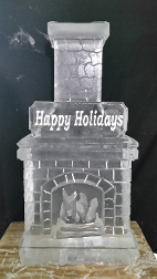 Ice Matters Brick Fireplace with Personalized Snowfilled Plaque on Mantle