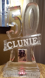 Carved 50 with Snowfilled Name under and picture frozen into base