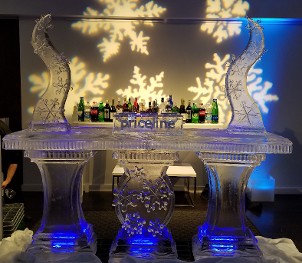 Ice Matters - 80 Inch Bar with Abstract Snowflake Towers and Personalized Condiment Holder