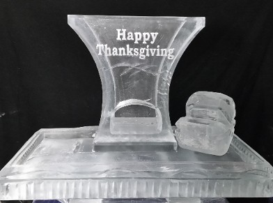 Thanksgiving Shrimp Tower with Lemon Holder on back of 40 Inch Tray