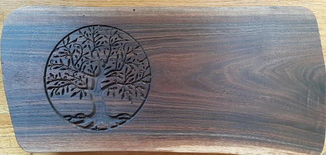 Tree of Life Logo Engraved on Black Walnut Serving Board Tree of Life Logo Engraved on Black Walnut Serving Board