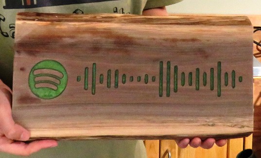 Spotify Song in Green Resin on Black Walnut Board Spotify Song in Green Resin on Black Walnut Board