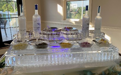 Custom Step Tray with Holes drilled for Bottles and Caviar