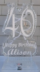 Double Pour Drink Luge - Number snowfilled and carved around with name under
