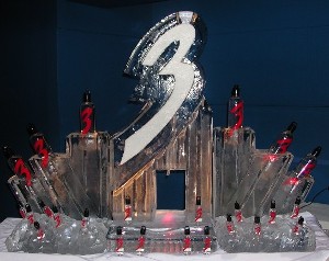 Snowfilled and Carved Around Number - Single Pour Drink Luge with 6 Bottle Holders