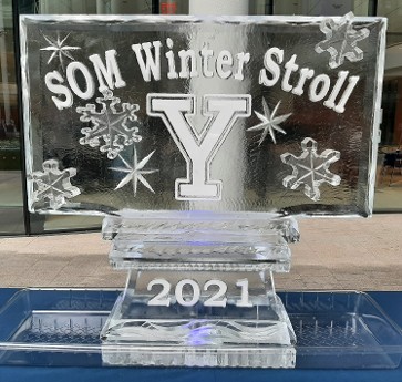 Snowfilled Logo with Carved Snowflake Accents and Snowfilled Date in Base