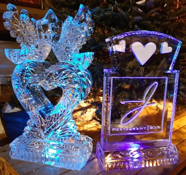 Ice Matters Single Block Lovebirds on Heart with Pre-Carved Logo