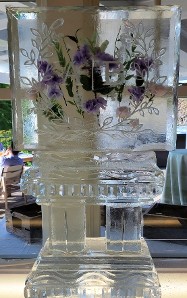Ice Matters Silks frozen into block with custom snowfilled monogram