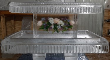 Ice Matters - Two Tier Tray with Silks frozen into support leg - detailed