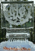 Assorted White Silks frozen into block, snowfilled logo, v-lined base