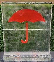 2-block Travelers logo with color, slab base