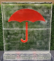 2-block Travelers logo with color, slab base