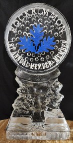 Golf Ball Facade on Tee with Colored Logo and Snowfilled Wording