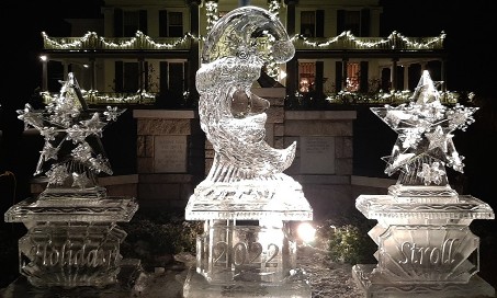 ice matters - multi block santa moon and star clusters on raised bases with snowfilled logo in front of each