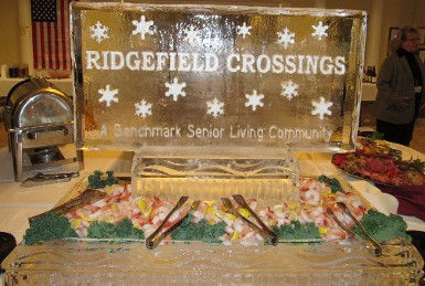 Ice Matters Snowfilled Logo with Snowflakes on Back of 40 Inch Tray