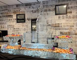 ice matters - 80 inch base tray with large snowfilled building logo on back and x2 side trays - rocky