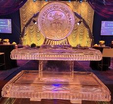 ice matters - 2-tier tray with snowfilled logo on circle topper