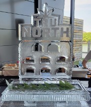 ice matters - snowfilled logo on sushi base on back of 40 inch tray