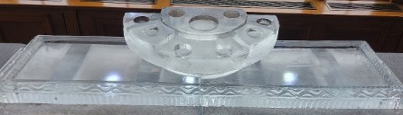 ice matters 80 inch tray with custom cut half moon tray in center