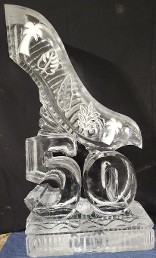 ice matters - carved 50 base with snowfilled palms and leaves on side