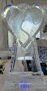 ice matters - heart single pour drink luge with snowfilled initials
