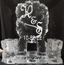 ice matters single pour drink luge - rocky edges with rocked up single bottle holder on each side
