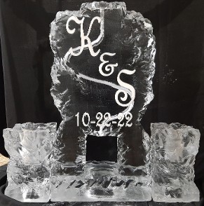 ice matters single pour drink luge - rocky edges with rocked up single bottle holder on each side