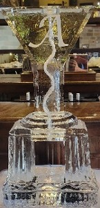 ice matters single pour martini glass facade with snowfilled initial