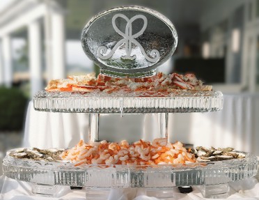 ice matters - two tier oval tray with custom topper - 54 inch base tray
