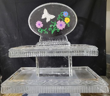 38.)  ice matters - sand and snow topper on two tier tray