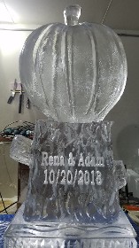 ice matters - pumpkin on stump with snowfilled names and date