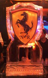 Ice Matters Single Pour Drink Luge with printed picture of logo frozen into the ice