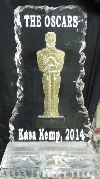 Pick up at our studio or add to larger order or have made larger for delivery Oscar with Gold and Black Glitter and Snowfilled Wording