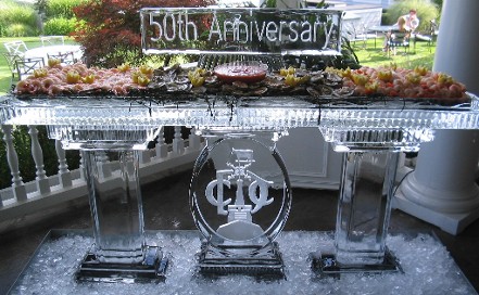 80 Inch Bar with Logo in center Leg and Plaque on top